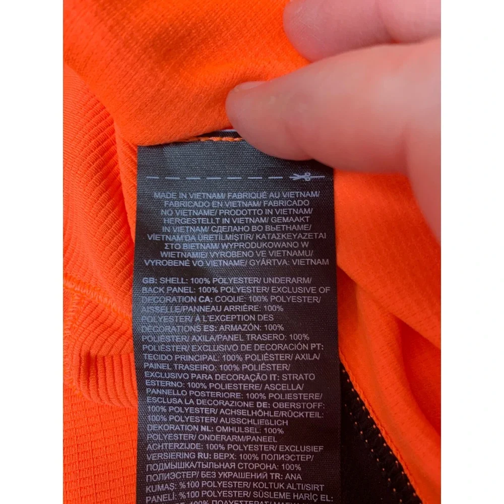The North Face Quarter Zip Pullover Mens Medium Orange Excellent Thumbholes NF0A